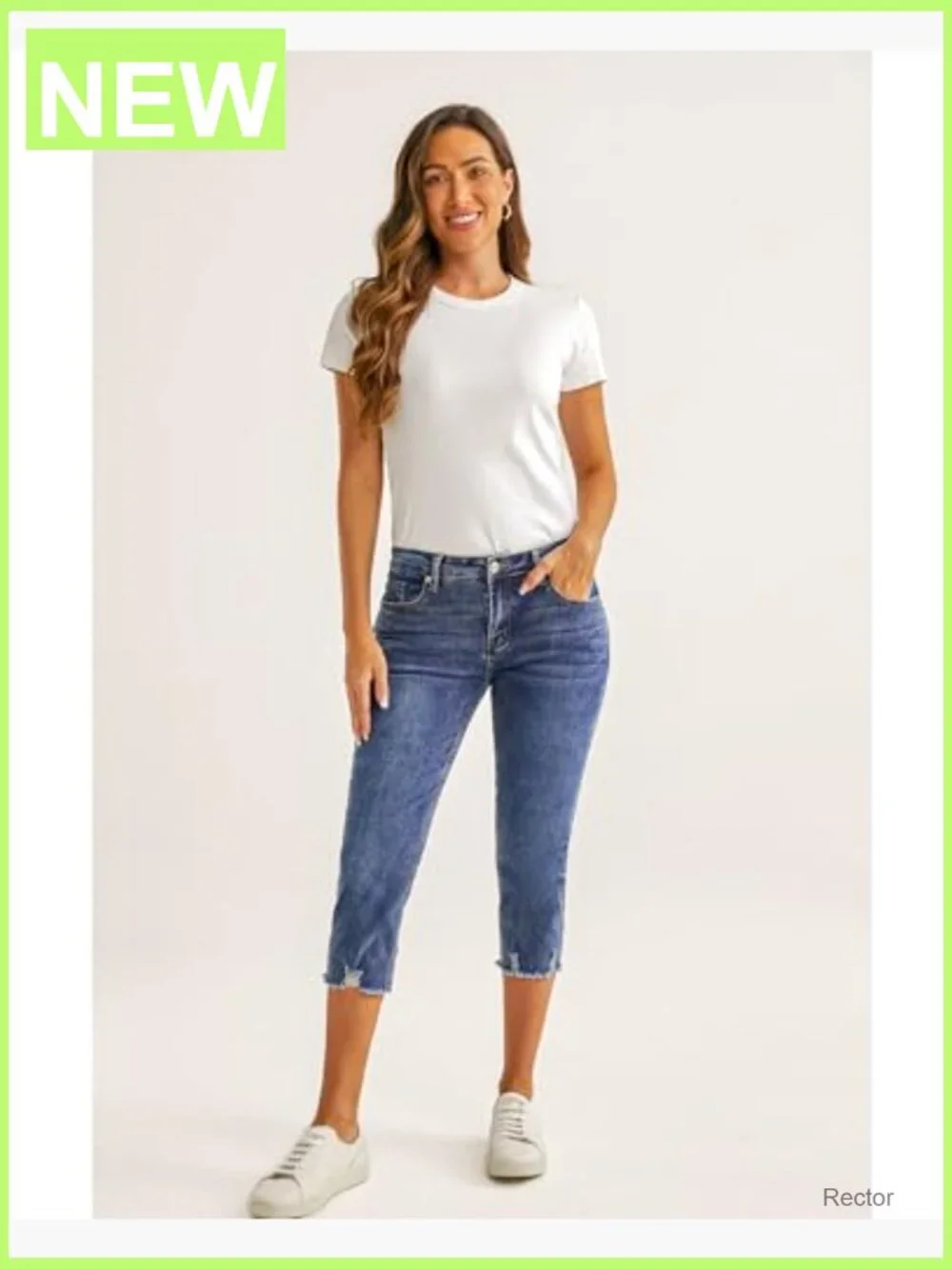 High Waisted Ripped Skinny Cropped Capri Jeans Stretchy Denim Jeggings with